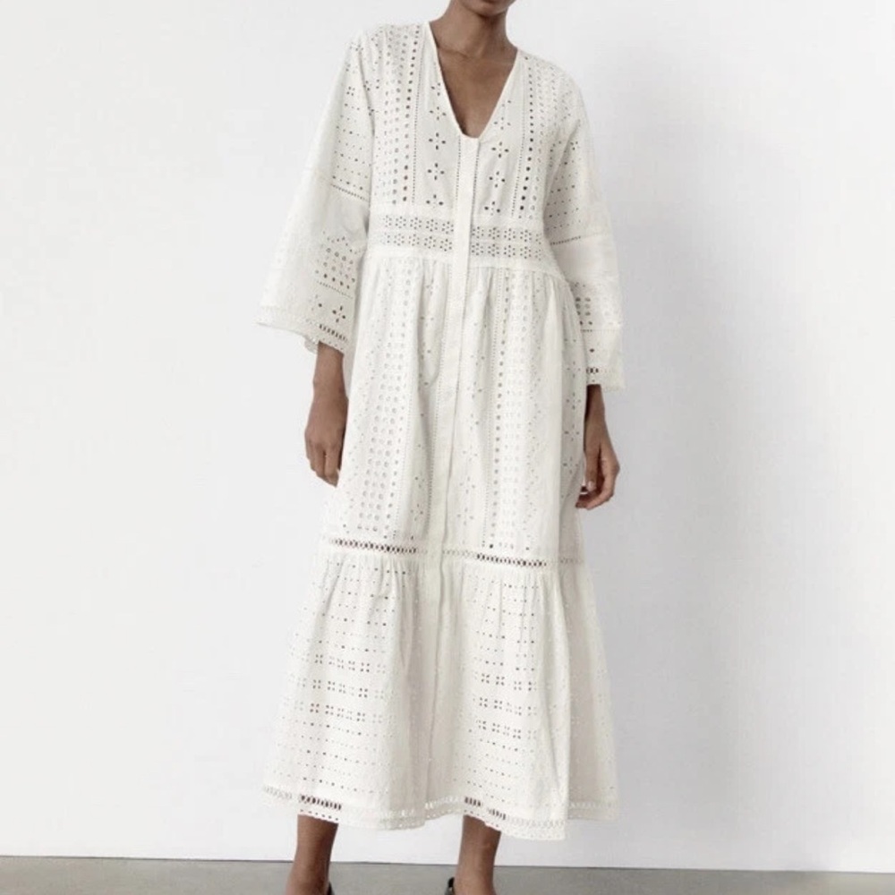 Zara Eyelet Midi Dress